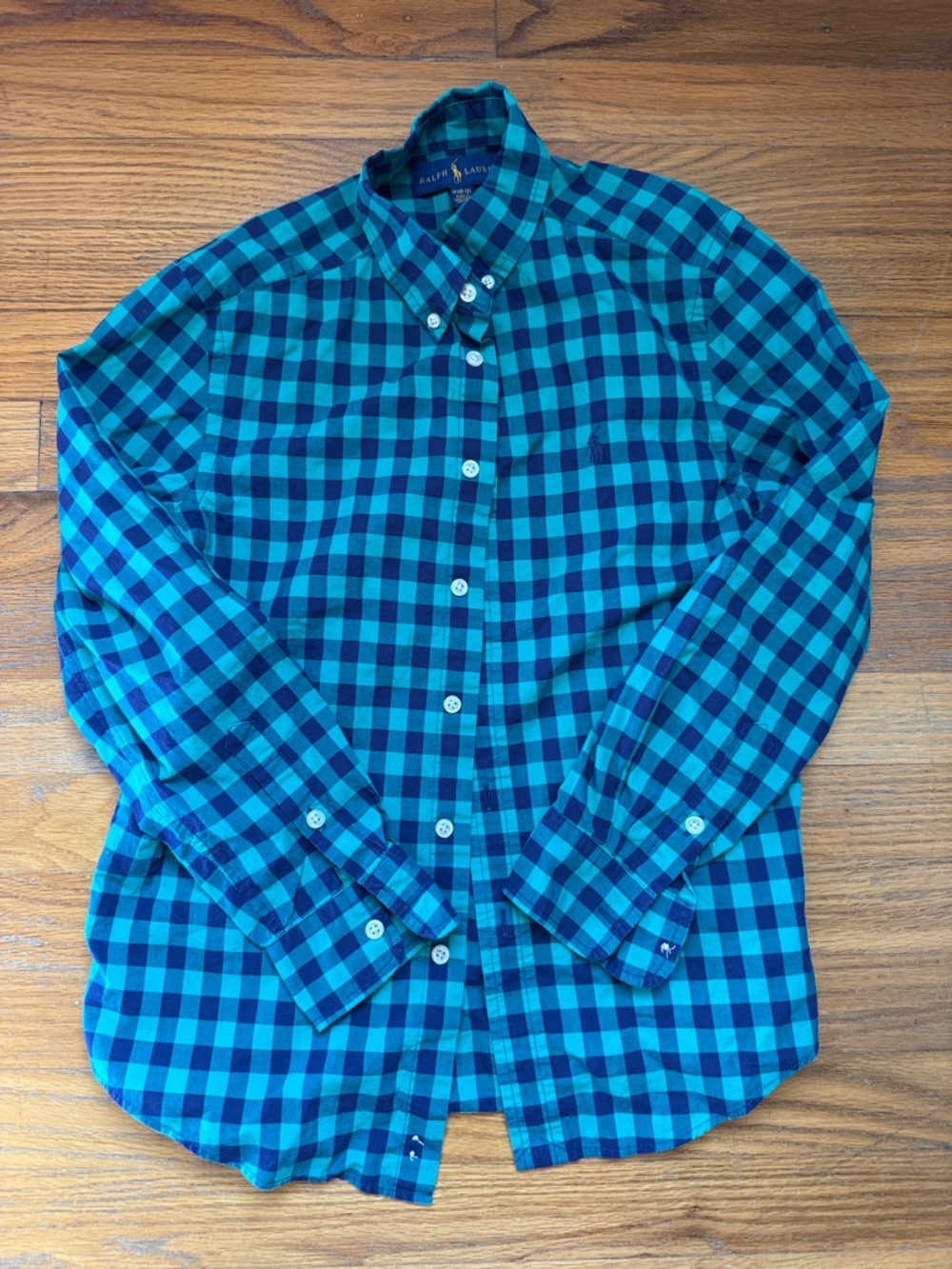 Ralph Lauren boys green & Navy Check Button-Down Shirt